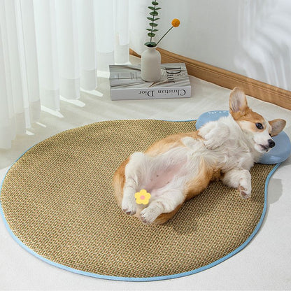 Crescent Neck Support Rattan Pet Cooling Mat