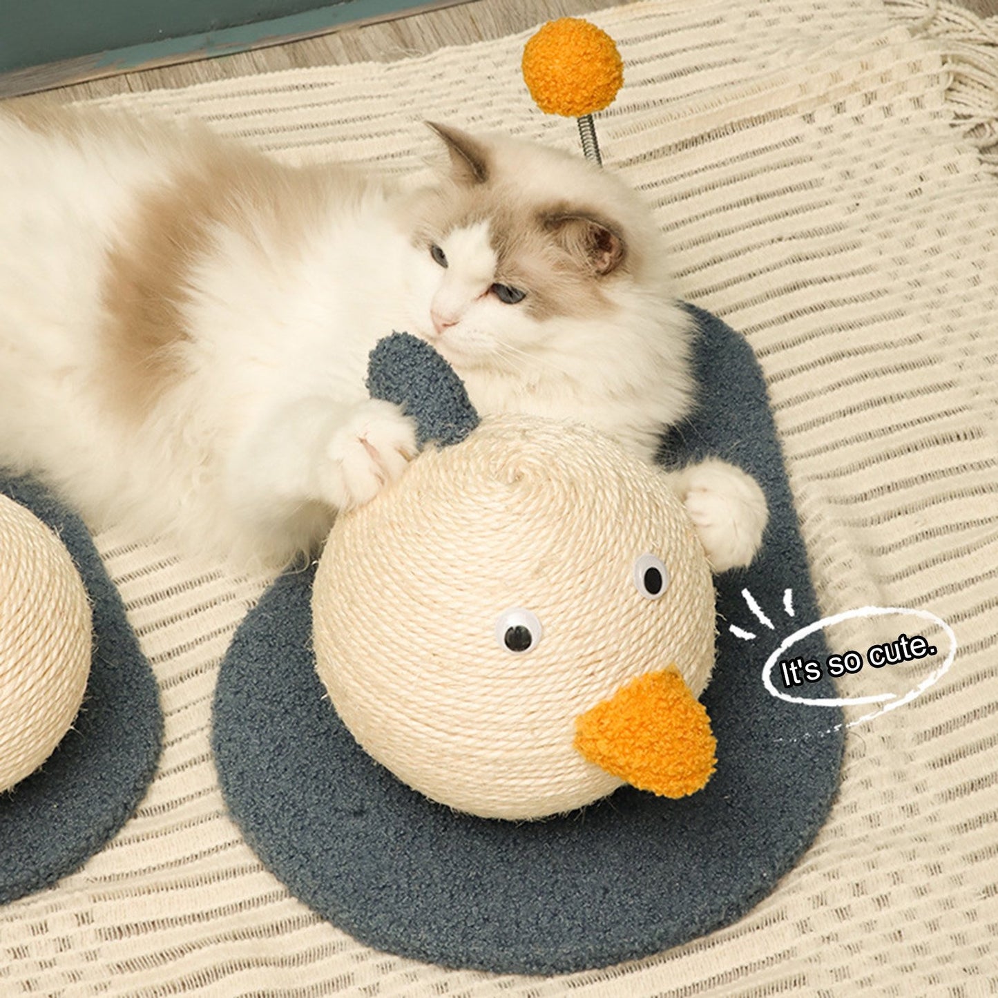 Cute Duck Shaped Cat Scratching Post Toy