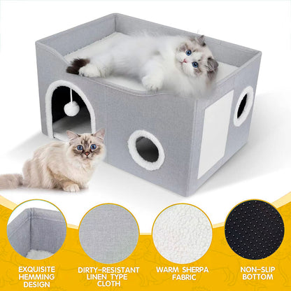 Covered Cat Bed for Multi Small Pet Large Kitty
