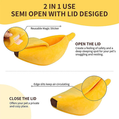 Soft Cozy Banana Shaped Bed for Pets