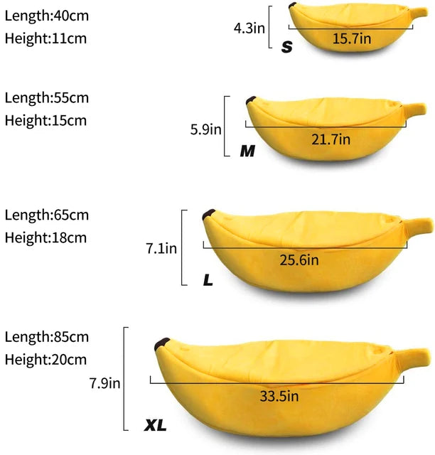 Soft Cozy Banana Shaped Bed for Pets