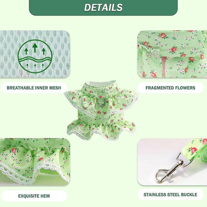 Summer Floral Lace Pet Leashable Clothing