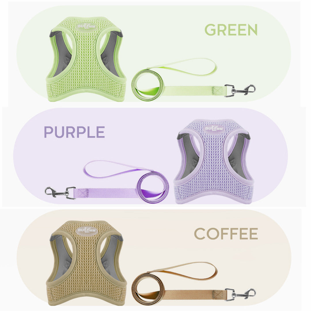 Waffle Fabric Puppy Harness and Leash Set