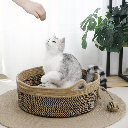 Basket Cotton Rope Woven Cat Bed