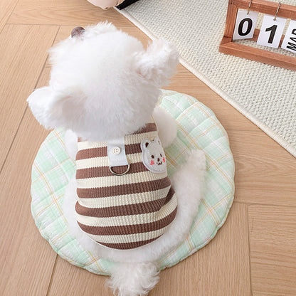 2Pack Cute Bear Waffle Striped Dog T-Shirt