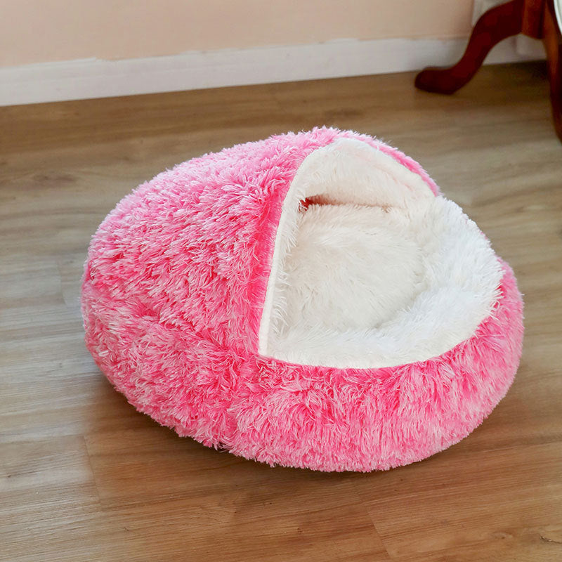 Round Plush  Semi-Enclosed Pet Bed