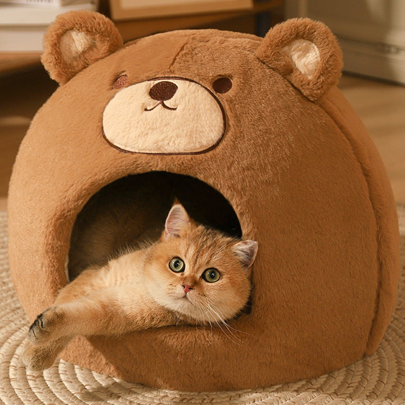 Brown Bear Shaped Yurt Cat Nest