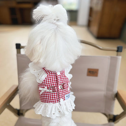 Retro Plaid Lace Pet Princess Dress