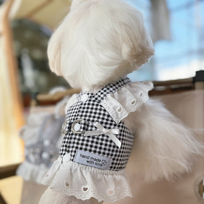 Retro Plaid Lace Pet Princess Dress