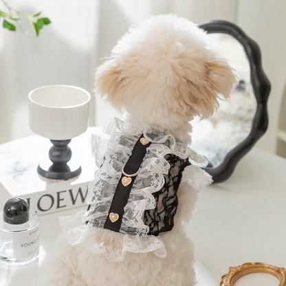 Black and White Lace Traction Pet Vest