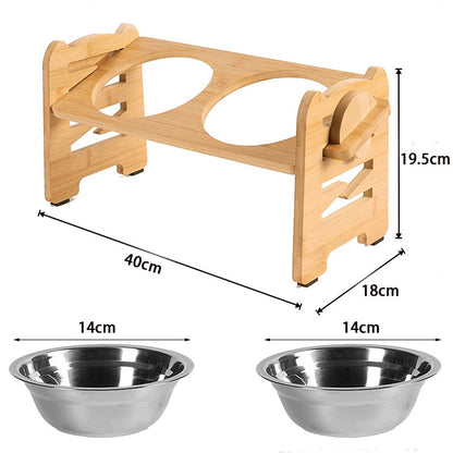 Wooden Liftable Pet Dish Rack