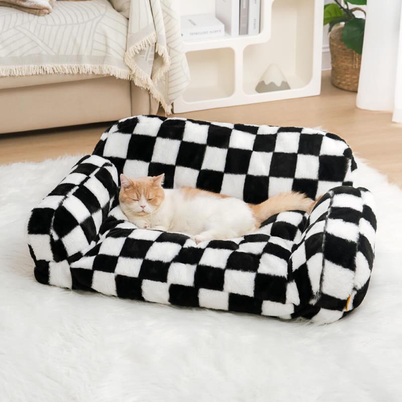 Retro Diamond Grid Pet Bed Couch Sofa