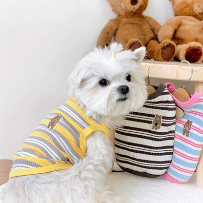 Striped Breathable Bear Knitted Pet Vest