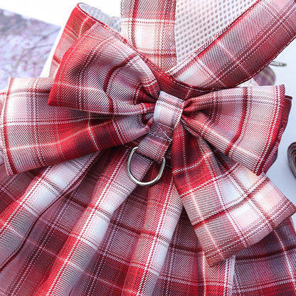 JK Plaid Pet Skirt Harness Leash