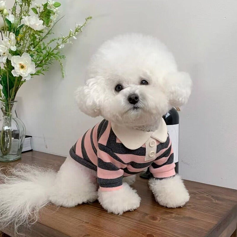 Cute Casual Striped Polo Shirts for Pets