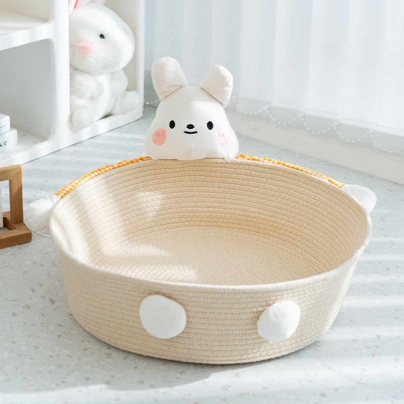 Rattan-Woven All Season Pet Nest Basket