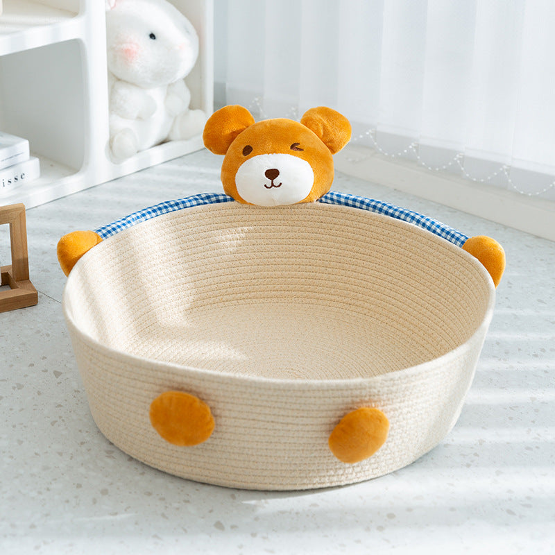 Rattan-Woven All Season Pet Nest Basket