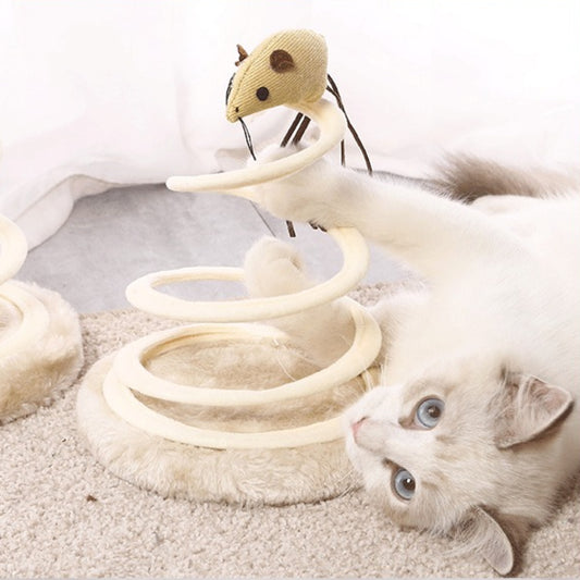 Plush Mouse Spring Spiral Steel Wire Cat Teaser Stick