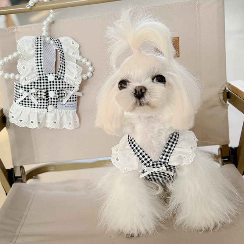 Retro Plaid Lace Pet Princess Dress