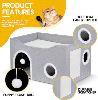 Covered Cat Bed for Multi Small Pet Large Kitty