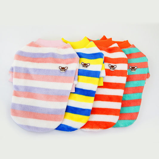 Rainbow Striped Fleece Pet Sweatshirt