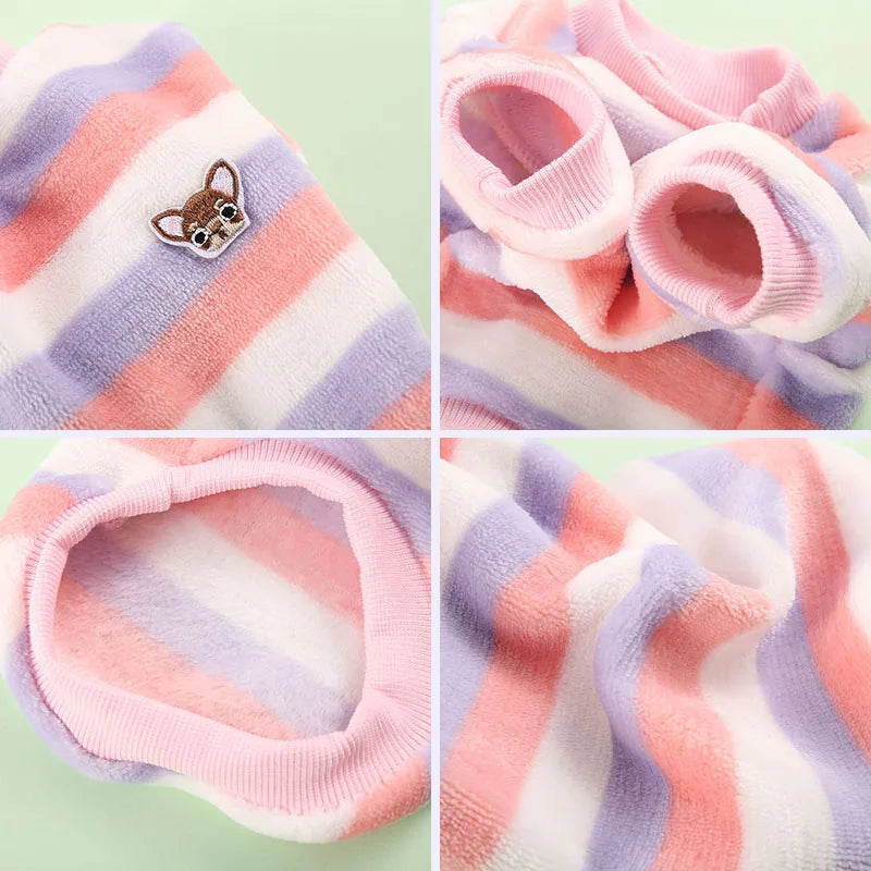 Rainbow Striped Fleece Pet Sweatshirt