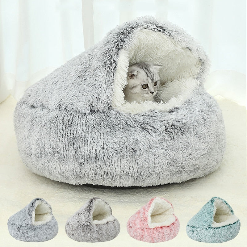 Round Plush  Semi-Enclosed Pet Bed