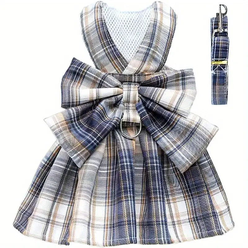 JK Plaid Pet Skirt Harness Leash