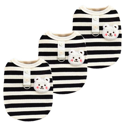 3Pack Cute Bear Waffle Striped Dog T-Shirt