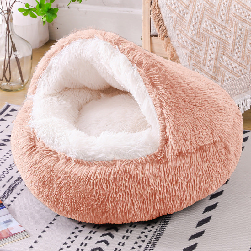 Round Plush  Semi-Enclosed Pet Bed