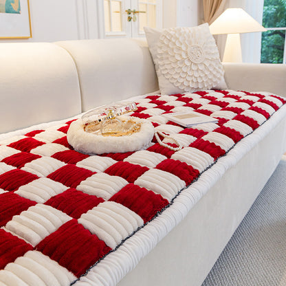 Plaid Fuzzy Pet Dog Mat Bed Couch Cover