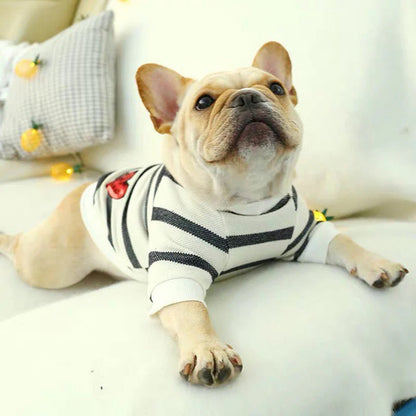 Sequin Heart Cotton Striped Dog T-Shirt