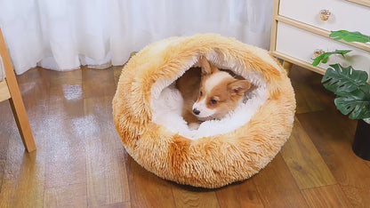 Round Plush  Semi-Enclosed Pet Bed