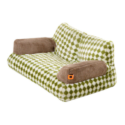 Retro Diamond Grid Pet Bed Couch Sofa